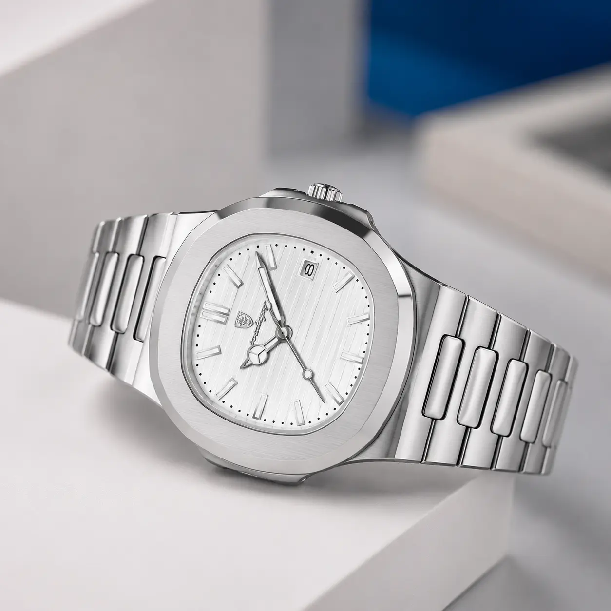 Poedagar Luxury Stainless Steel White Dial Watch - White Color